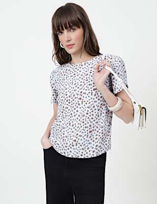Abstract Round Neck Top