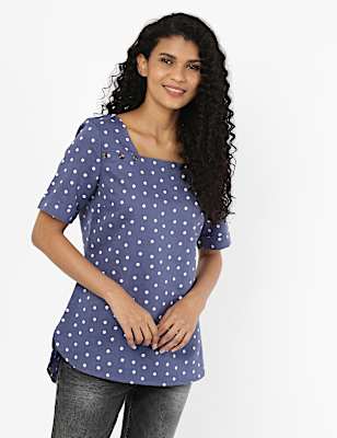 Pure Viscose Printed Boat Neck Tunic