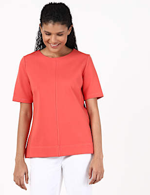 SS Crew Seam Detail Plain Top
