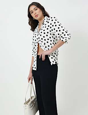 Polka Dots Spread Collar Shirt