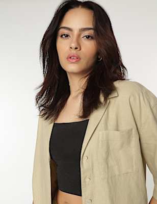 Linen Rich Lapel Collar Shirt