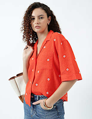 Linen Rich Lapel Collar Shirt