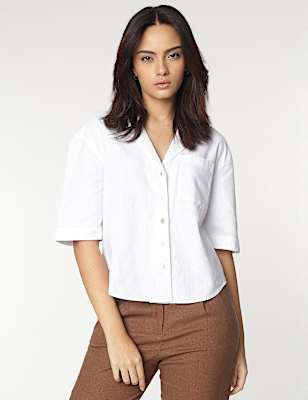 Linen Rich Lapel Collar Shirt