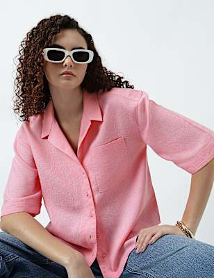 Linen Rich Lapel Collar Shirt