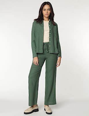 Linen Rich Spread Collar Shirt