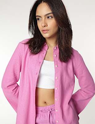 Linen Rich Spread Collar Shirt