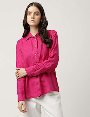 Pure Linen Spread Collar Shirt