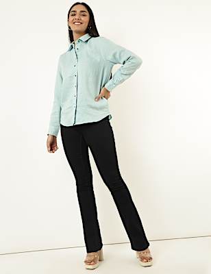 Pure Linen Spread Collar Shirt