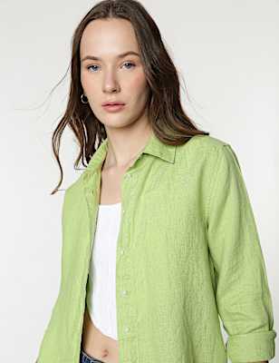 Pure Linen Spread Collar Shirt