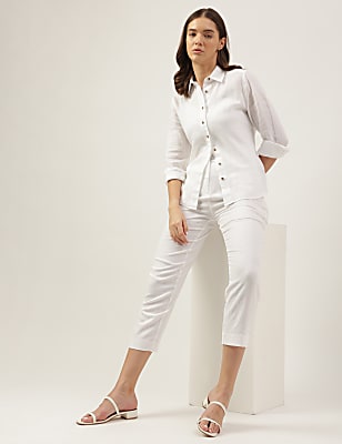 Pure Linen Spread Collar Shirt