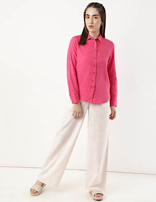 Pure Linen Spread Collar Shirt