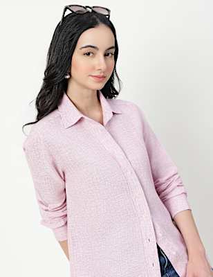 Pure Linen Spread Collar Shirt