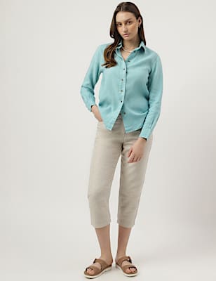 Pure Linen Spread Collar Shirt