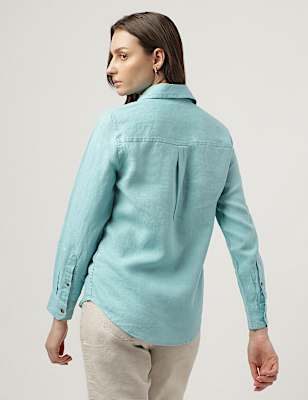 Pure Linen Spread Collar Shirt