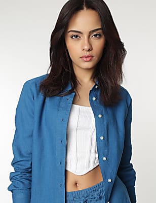 Pure Linen Spread Collar Shirt