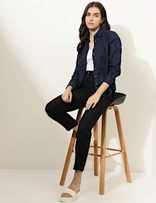 Pure Linen Spread Collar Shirt