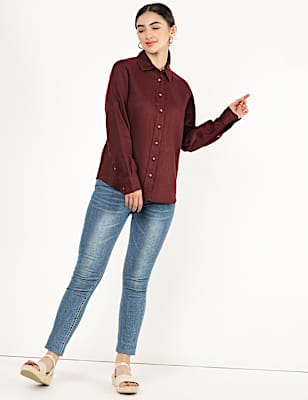 Pure Linen Spread Collar Shirt