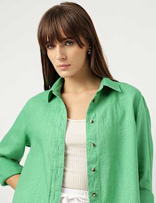 Pure Linen Spread Collar Shirt