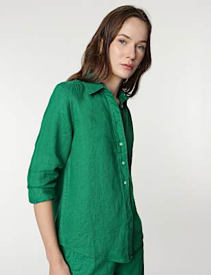 Pure Linen Spread Collar Shirt