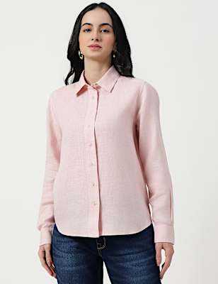 Pure Linen Spread Collar Shirt