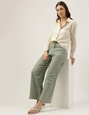 Pure Linen Spread Collar Shirt