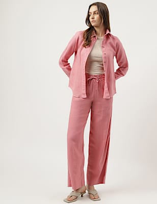 Pure Linen Spread Collar Shirt