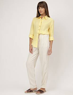 Pure Linen Spread Collar Shirt