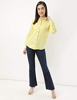 Pure Linen Spread Collar Shirt