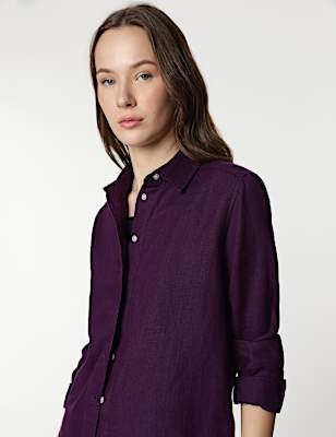 Pure Linen Spread Collar Shirt