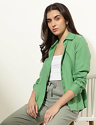 Pure Linen Spread Collar Shirt