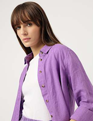 Pure Linen Spread Collar Shirt