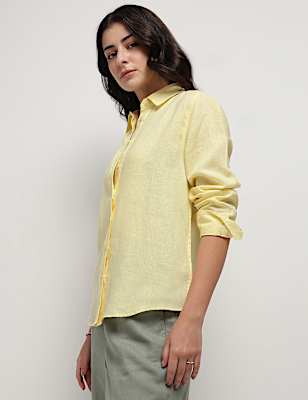 Pure Linen Spread Collar Shirt
