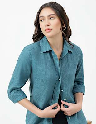 Pure Linen Spread Collar Shirt