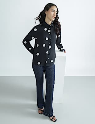 Pure Linen Plain Spread Collar Shirt