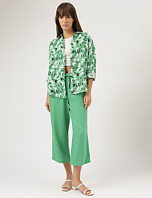 Pure Linen Floral Printed Shirt