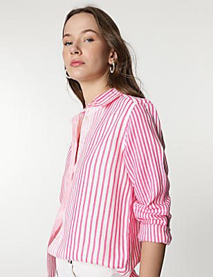 Pure Linen Stripes Spread Collar Shirt