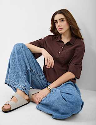 Linen Rich Cropped Shirt