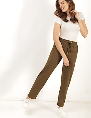 Linen Mix Plain Regular Fit Trouser