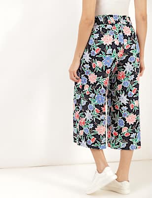 Flax Linen Mix Floral Regular Fit Trouser