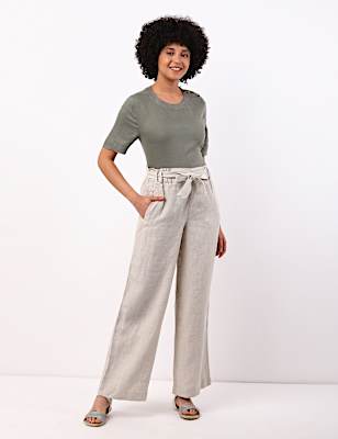 Pure Linen Wide Leg Trousers