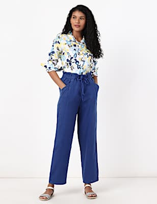 Linen Rich Paperbag Tapered Trousers