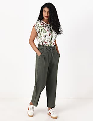 Linen Rich Paperbag Tapered Trousers