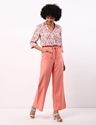 IBF Linen Viscose Wide Leg Trouser