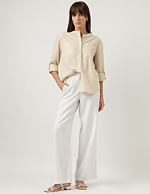 Linen Rich Wide Leg Trousers