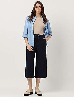Linen Rich Wide Leg Trousers