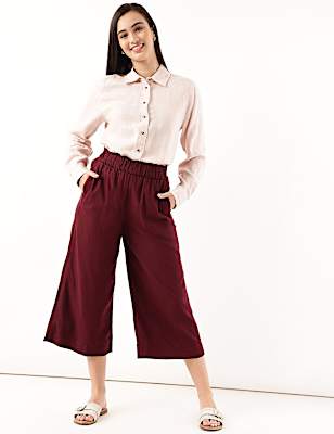 Linen Rich Wide Leg Trousers