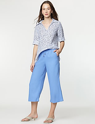 Linen Rich Wide Leg Trousers