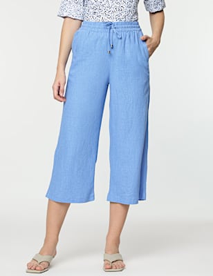 Linen Rich Wide Leg Trousers