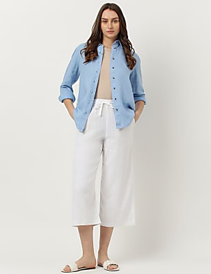 Linen Rich Wide Leg Trousers