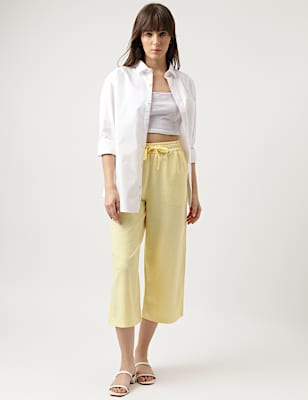 Linen Rich Wide Leg Trousers